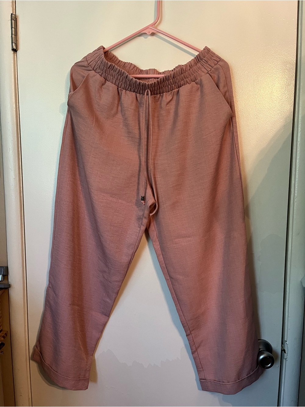 Wide Leg Drawstring Pants in Dusty Rose
